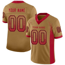 Load image into Gallery viewer, Custom Old Gold Red-Black Mesh Drift Fashion Football Jersey
