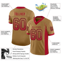 Load image into Gallery viewer, Custom Old Gold Red-Black Mesh Drift Fashion Football Jersey
