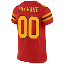 Load image into Gallery viewer, Custom Scarlet Gold-Black Mesh Authentic Football Jersey

