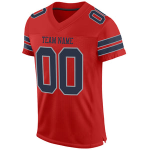 Custom Scarlet Navy-Light Gray Mesh Authentic Football Jersey