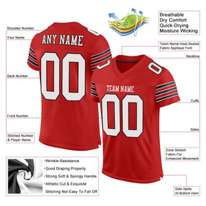 Custom Scarlet White-Black Mesh Authentic Football Jersey