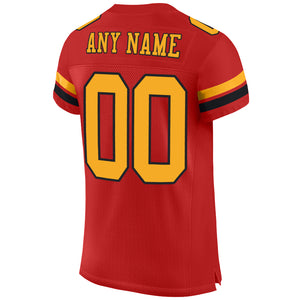 Custom Scarlet Gold-Black Mesh Authentic Football Jersey