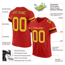 Load image into Gallery viewer, Custom Scarlet Gold-Black Mesh Authentic Football Jersey
