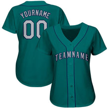 Load image into Gallery viewer, Custom Teal Gray-Navy Baseball Jersey
