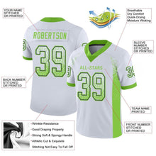 Load image into Gallery viewer, Custom White Neon Green-Navy Mesh Drift Fashion Football Jersey
