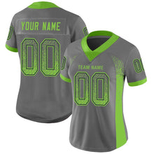Load image into Gallery viewer, Custom Gray Neon Green-Navy Mesh Drift Fashion Football Jersey
