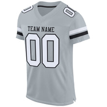 Load image into Gallery viewer, Custom Silver White-Black Mesh Authentic Football Jersey
