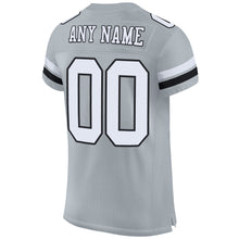 Load image into Gallery viewer, Custom Silver White-Black Mesh Authentic Football Jersey
