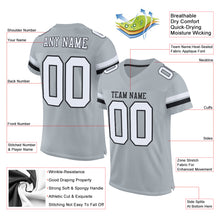 Load image into Gallery viewer, Custom Silver White-Black Mesh Authentic Football Jersey
