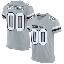 Load image into Gallery viewer, Custom Silver White-Black Mesh Authentic Football Jersey
