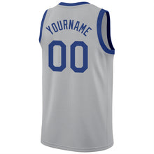 Load image into Gallery viewer, Custom Gray Royal-Red Round Neck Rib-Knit Basketball Jersey
