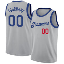 Load image into Gallery viewer, Custom Gray Royal-Red Round Neck Rib-Knit Basketball Jersey
