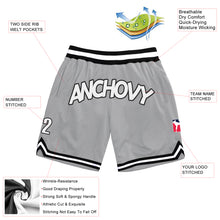 Load image into Gallery viewer, Custom Gray White-Black Authentic Throwback Basketball Shorts
