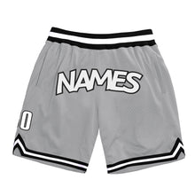 Load image into Gallery viewer, Custom Gray White-Black Authentic Throwback Basketball Shorts
