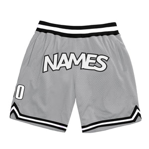 Custom Gray White-Black Authentic Throwback Basketball Shorts