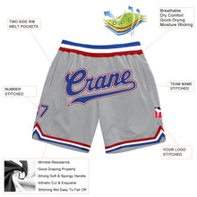 Load image into Gallery viewer, Custom Gray Royal-Red Authentic Throwback Basketball Shorts
