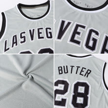 Load image into Gallery viewer, Custom Gray Black-White Authentic Throwback Basketball Jersey
