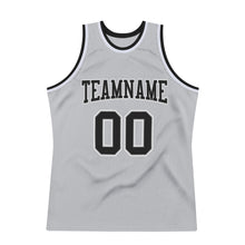 Load image into Gallery viewer, Custom Gray Black-White Authentic Throwback Basketball Jersey
