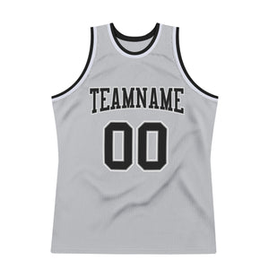 Custom Gray Black-White Authentic Throwback Basketball Jersey