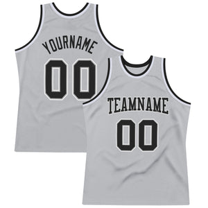 Custom Gray Black-White Authentic Throwback Basketball Jersey