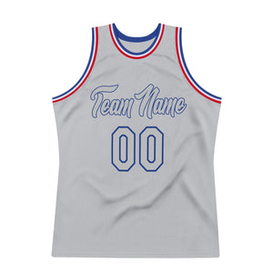Custom Gray Gray-Royal Authentic Throwback Basketball Jersey