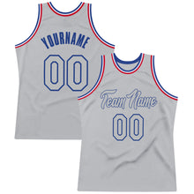 Load image into Gallery viewer, Custom Gray Gray-Royal Authentic Throwback Basketball Jersey
