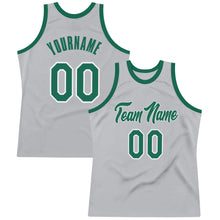 Load image into Gallery viewer, Custom Gray Kelly Green-White Authentic Throwback Basketball Jersey
