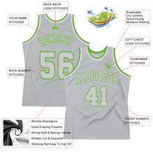 Load image into Gallery viewer, Custom Gray Gray-Neon green Authentic Throwback Basketball Jersey
