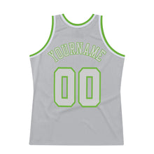 Load image into Gallery viewer, Custom Gray Gray-Neon green Authentic Throwback Basketball Jersey

