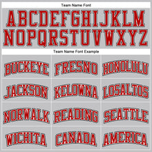 Load image into Gallery viewer, Custom Gray Black Pinstripe Red-White Authentic  Basketball Jersey
