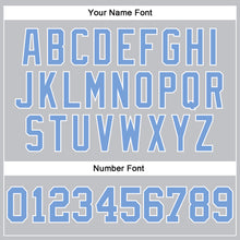 Load image into Gallery viewer, Custom Gray Light Blue-White Authentic Throwback Basketball Jersey
