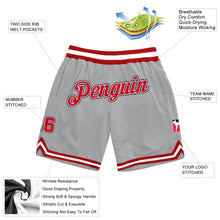 Load image into Gallery viewer, Custom Gray Red-White Authentic Throwback Basketball Shorts
