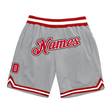 Load image into Gallery viewer, Custom Gray Red-White Authentic Throwback Basketball Shorts
