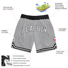 Load image into Gallery viewer, Custom Gray White-Black Authentic Throwback Basketball Shorts

