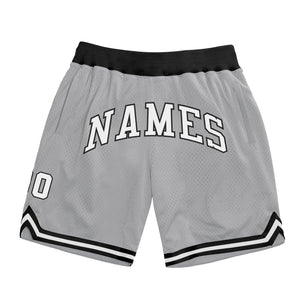 Custom Gray White-Black Authentic Throwback Basketball Shorts