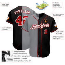 Load image into Gallery viewer, Custom Black Red-Gray Authentic Split Fashion Baseball Jersey
