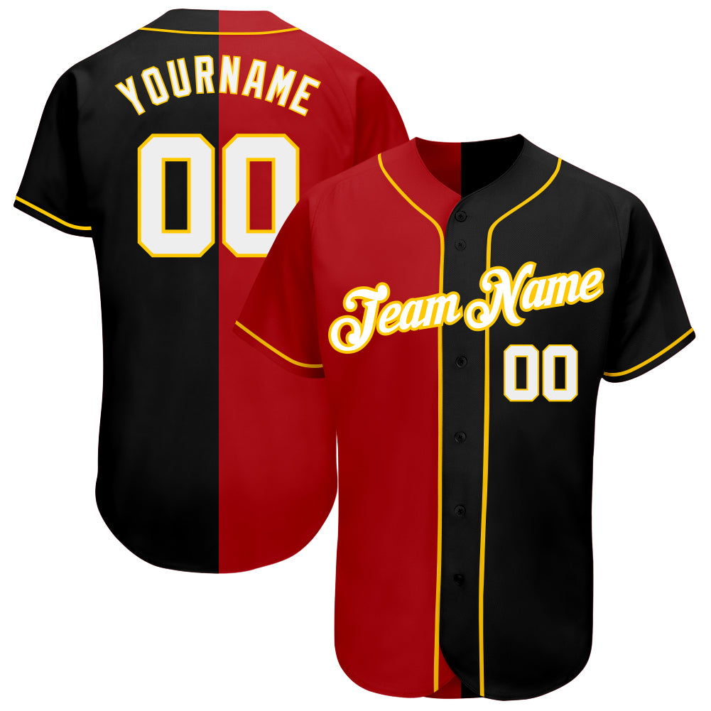 Custom Gold Red-Black Authentic Fade Fashion Baseball Jersey Fast Shipping  – FiitgCustom