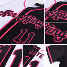 Load image into Gallery viewer, Custom White-Black Pink Authentic Split Fashion Baseball Jersey
