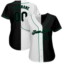 Load image into Gallery viewer, Custom White-Black Kelly Green Authentic Split Fashion Baseball Jersey
