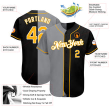 Load image into Gallery viewer, Custom Black Gold-Gray Authentic Split Fashion Baseball Jersey
