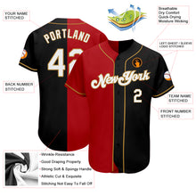 Load image into Gallery viewer, Custom Black White-Red Old Gold Authentic Split Fashion Baseball Jersey

