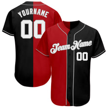 Load image into Gallery viewer, Custom Black White-Red Gray Authentic Split Fashion Baseball Jersey
