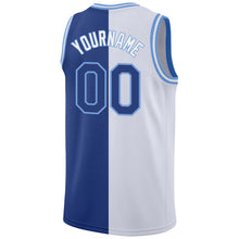 Load image into Gallery viewer, Custom White Royal-Light Blue Authentic Split Fashion Basketball Jersey
