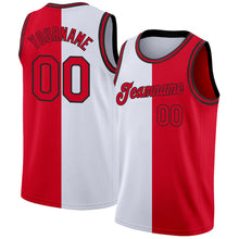 Load image into Gallery viewer, Custom White Red-Black Authentic Split Fashion Basketball Jersey
