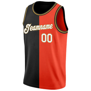 Custom Orange White-Black Authentic Split Fashion Basketball Jersey