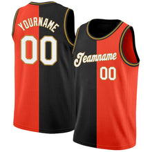 Load image into Gallery viewer, Custom Orange White-Black Authentic Split Fashion Basketball Jersey
