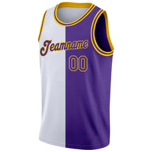 Load image into Gallery viewer, Custom White Purple-Gold Authentic Split Fashion Basketball Jersey
