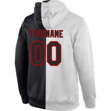 Load image into Gallery viewer, Custom Stitched White Black-Red Split Fashion Sports Pullover Sweatshirt Hoodie
