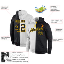 Load image into Gallery viewer, Custom Stitched White Black-Gold Split Fashion Sports Pullover Sweatshirt Hoodie
