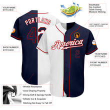 Load image into Gallery viewer, Custom White Navy-Red Authentic Split Fashion Baseball Jersey
